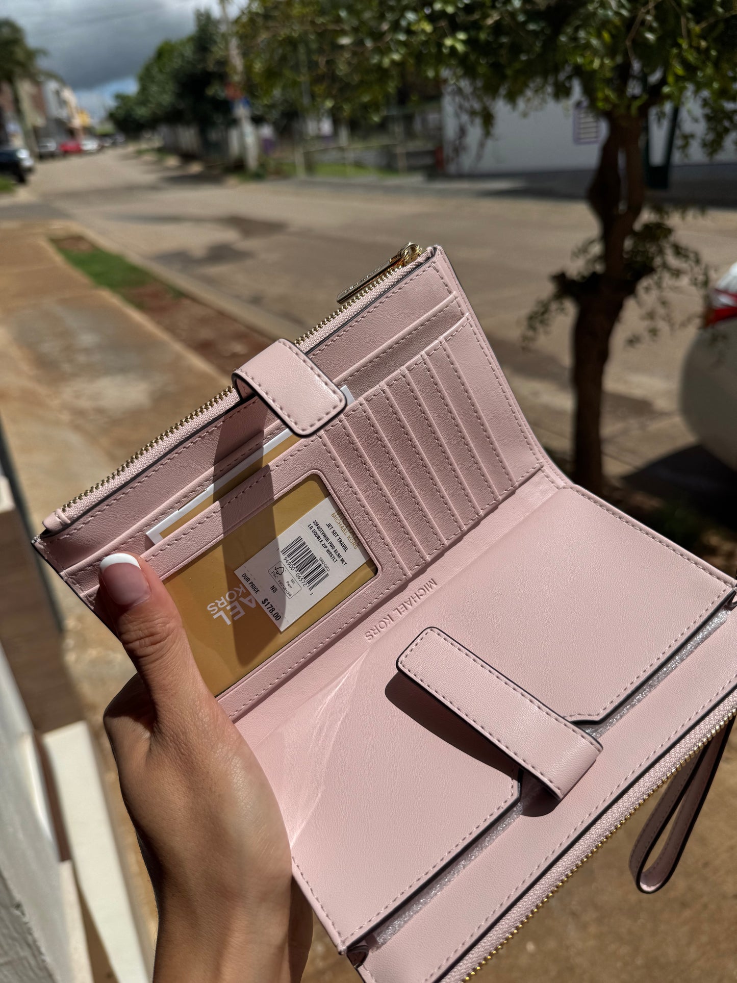 Phone Wallet Michael Kors Beige con Rosa