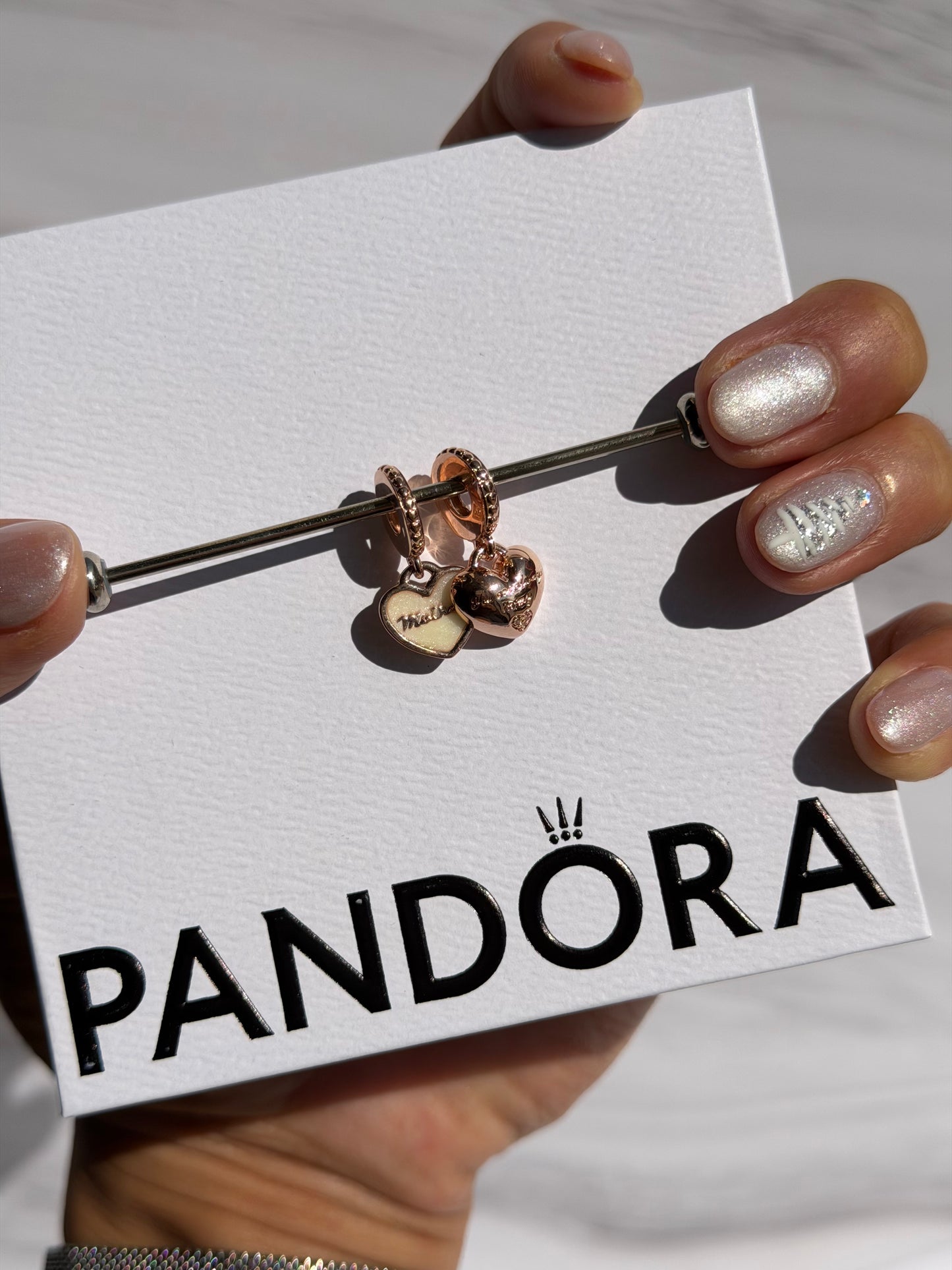 Duo Charm Madre e Hija en Oro Rosada PANDORA
