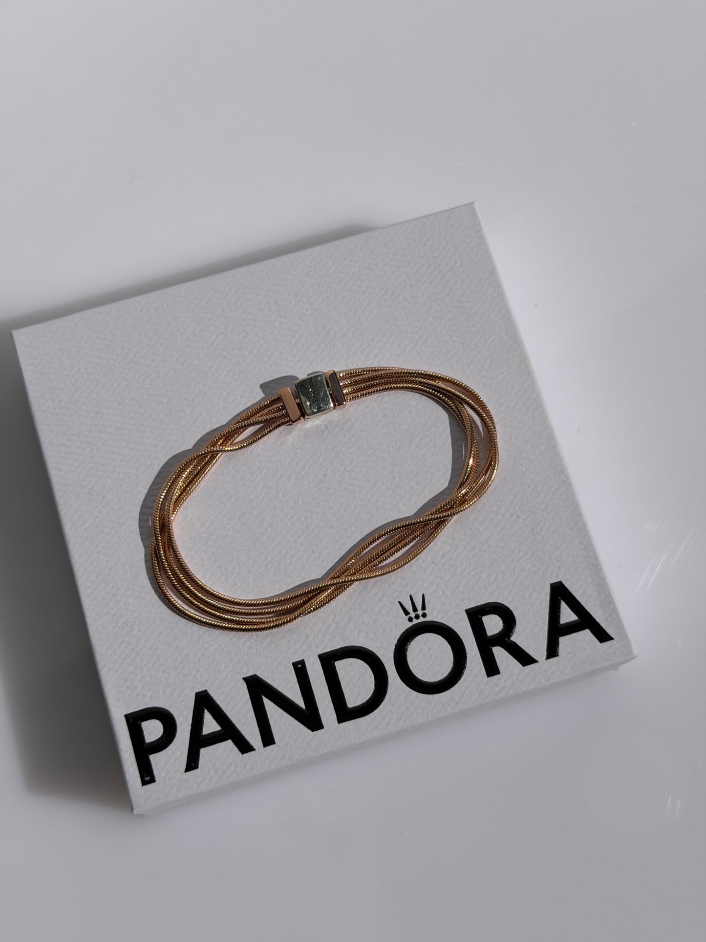Brazalete Multicadena Oro Rosa PANDORA 17cm