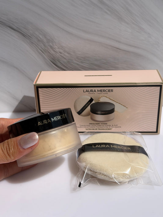 Indulgent Icons Translucent Loose Setting Powder ULTRA-BLUR & Velour Puff Set- Laura Mercier 20gr