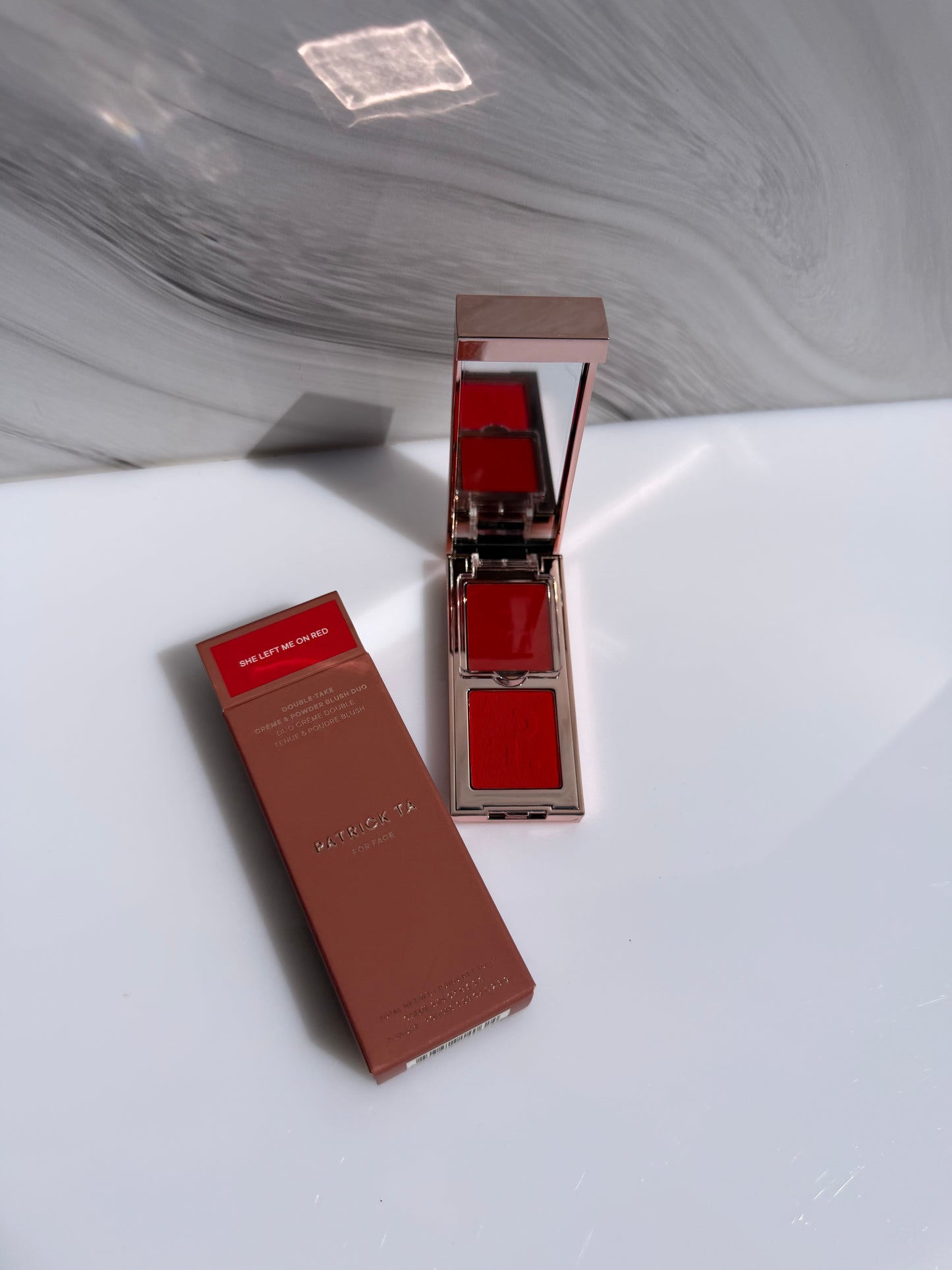 PATRICK TA Mini Major Headlines Double-Take Crème & Powder Blush Duo Tono- SHE LEFT ME ON RED