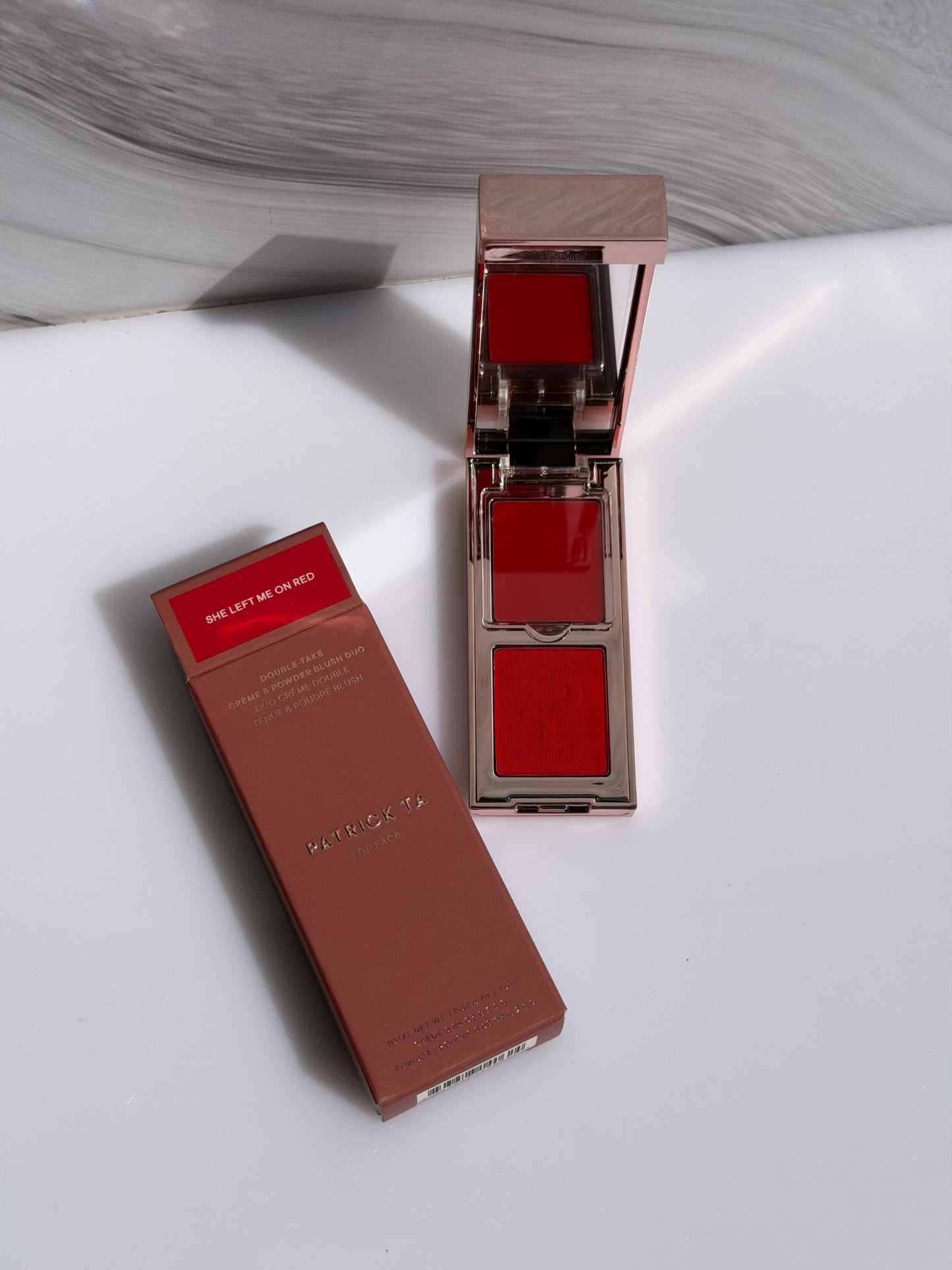 PATRICK TA Mini Major Headlines Double-Take Crème & Powder Blush Duo Tono- SHE LEFT ME ON RED