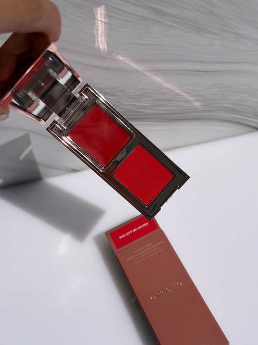 PATRICK TA Mini Major Headlines Double-Take Crème & Powder Blush Duo Tono- SHE LEFT ME ON RED