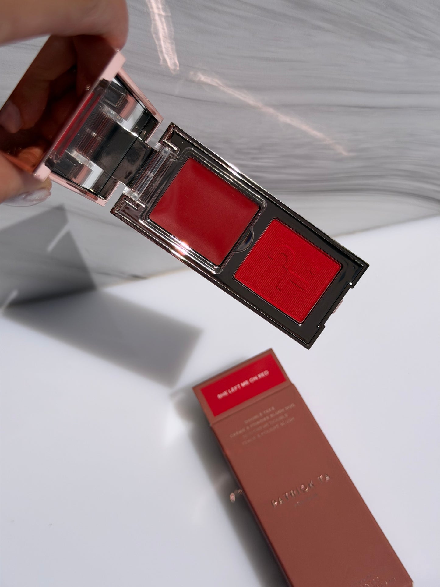 PATRICK TA Mini Major Headlines Double-Take Crème & Powder Blush Duo Tono- SHE LEFT ME ON RED