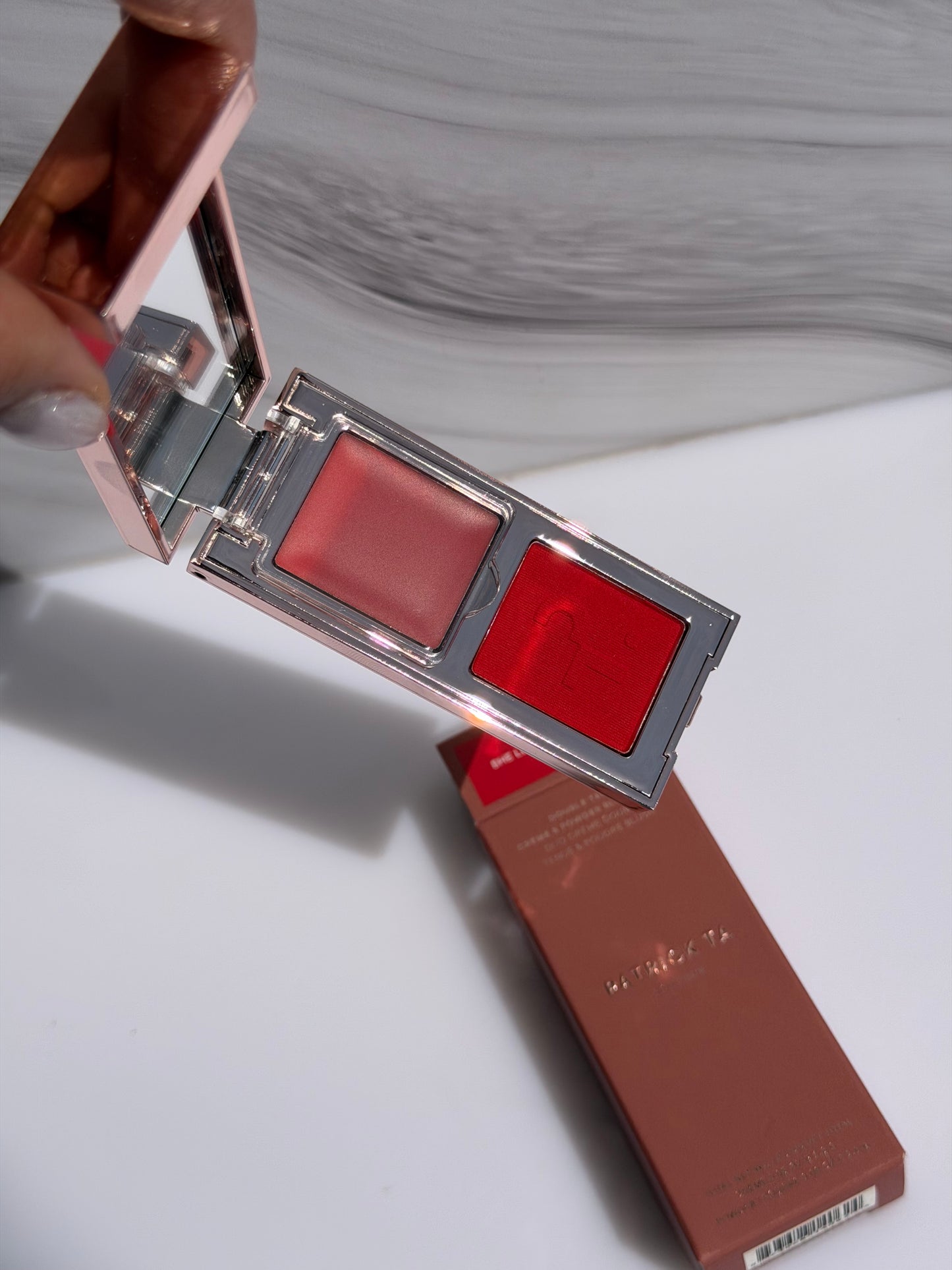PATRICK TA Mini Major Headlines Double-Take Crème & Powder Blush Duo Tono- SHE LEFT ME ON RED