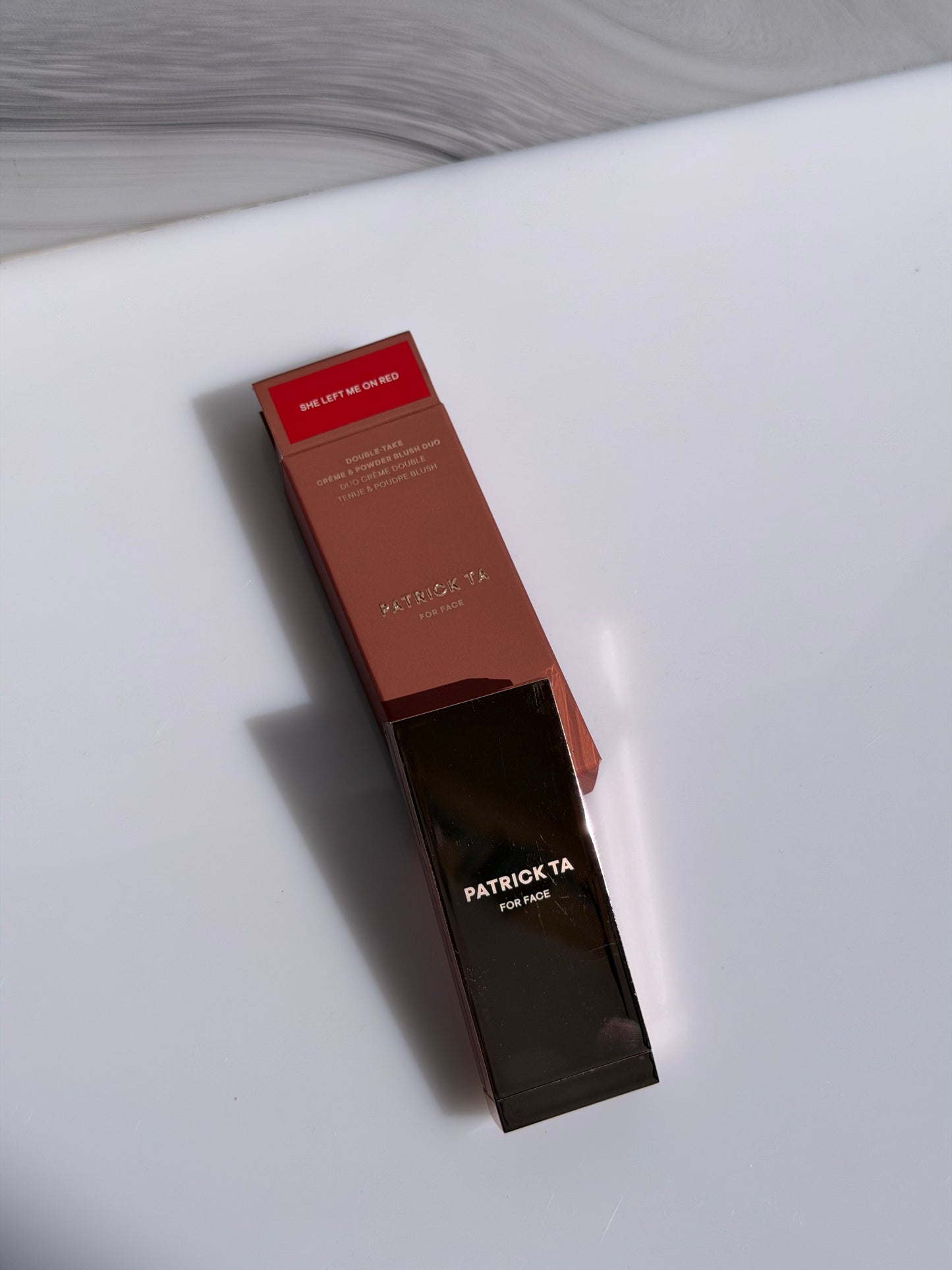 PATRICK TA Mini Major Headlines Double-Take Crème & Powder Blush Duo Tono- SHE LEFT ME ON RED