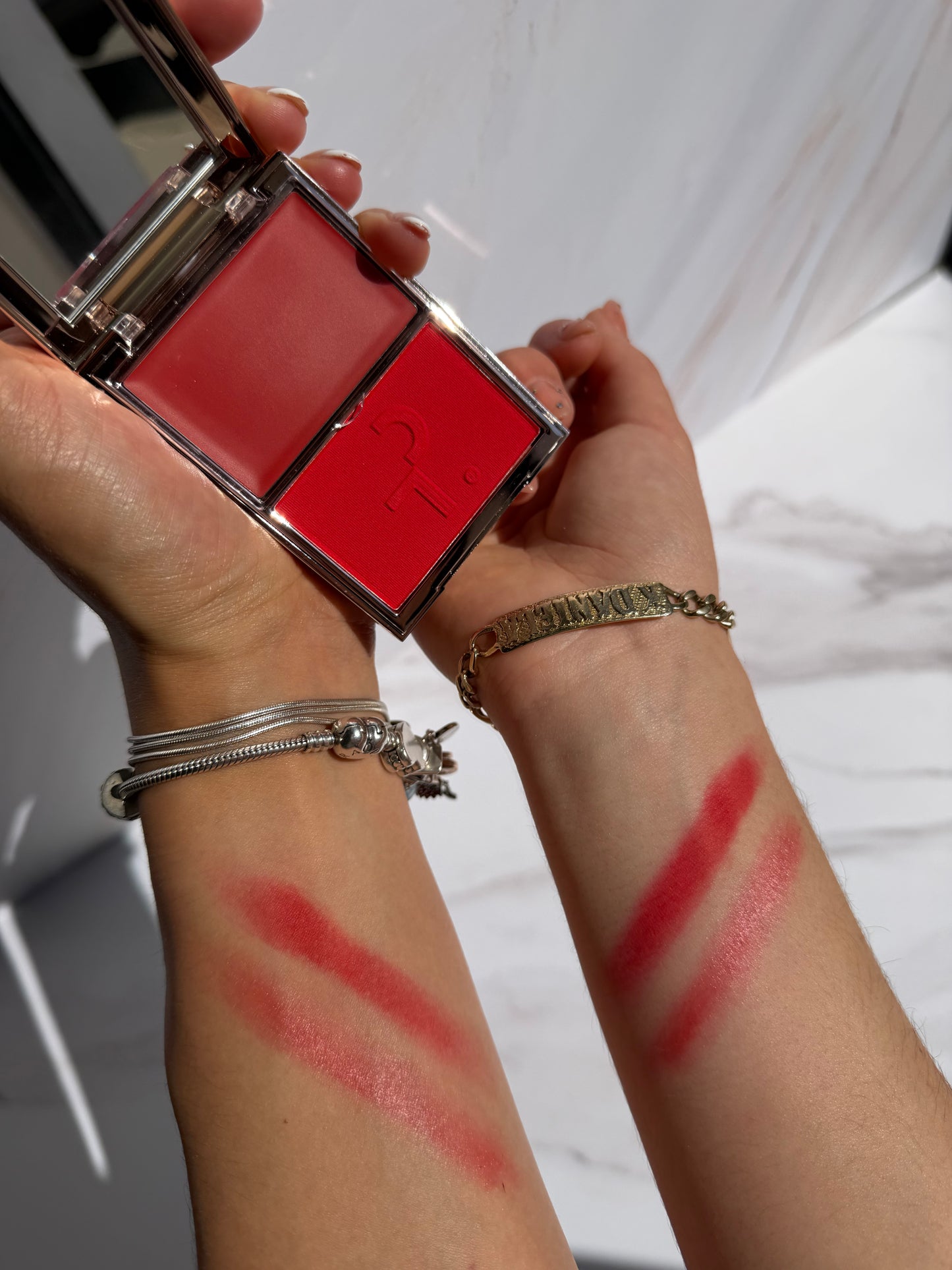 Major Headlines Double-Take Crème & Powder Blush Duo - She Left Me On Red- Patrick Ta